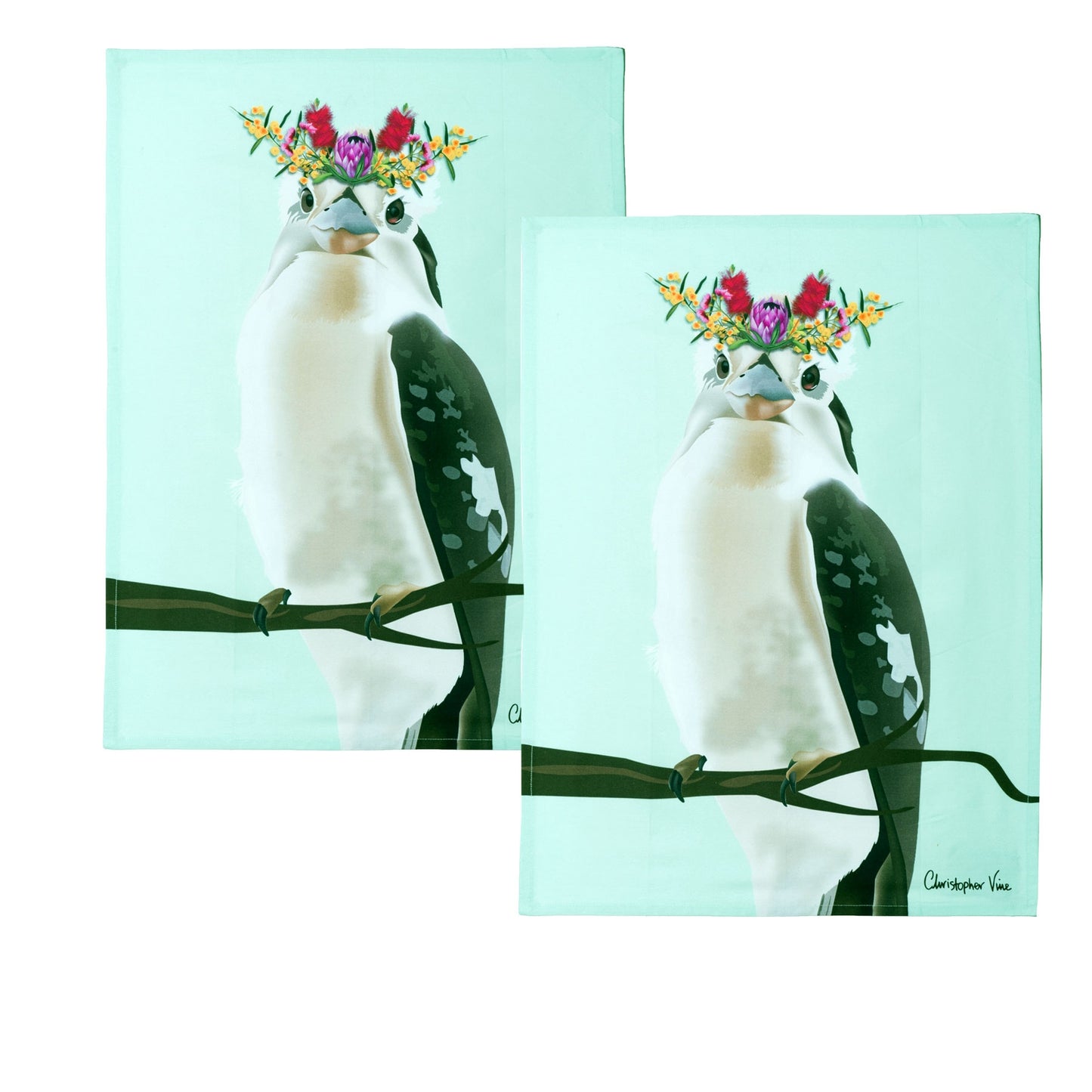 idc-homewares-set-of-2-christopher-vine-design-tea-towels-kookaburra www.mallsonline.com.au