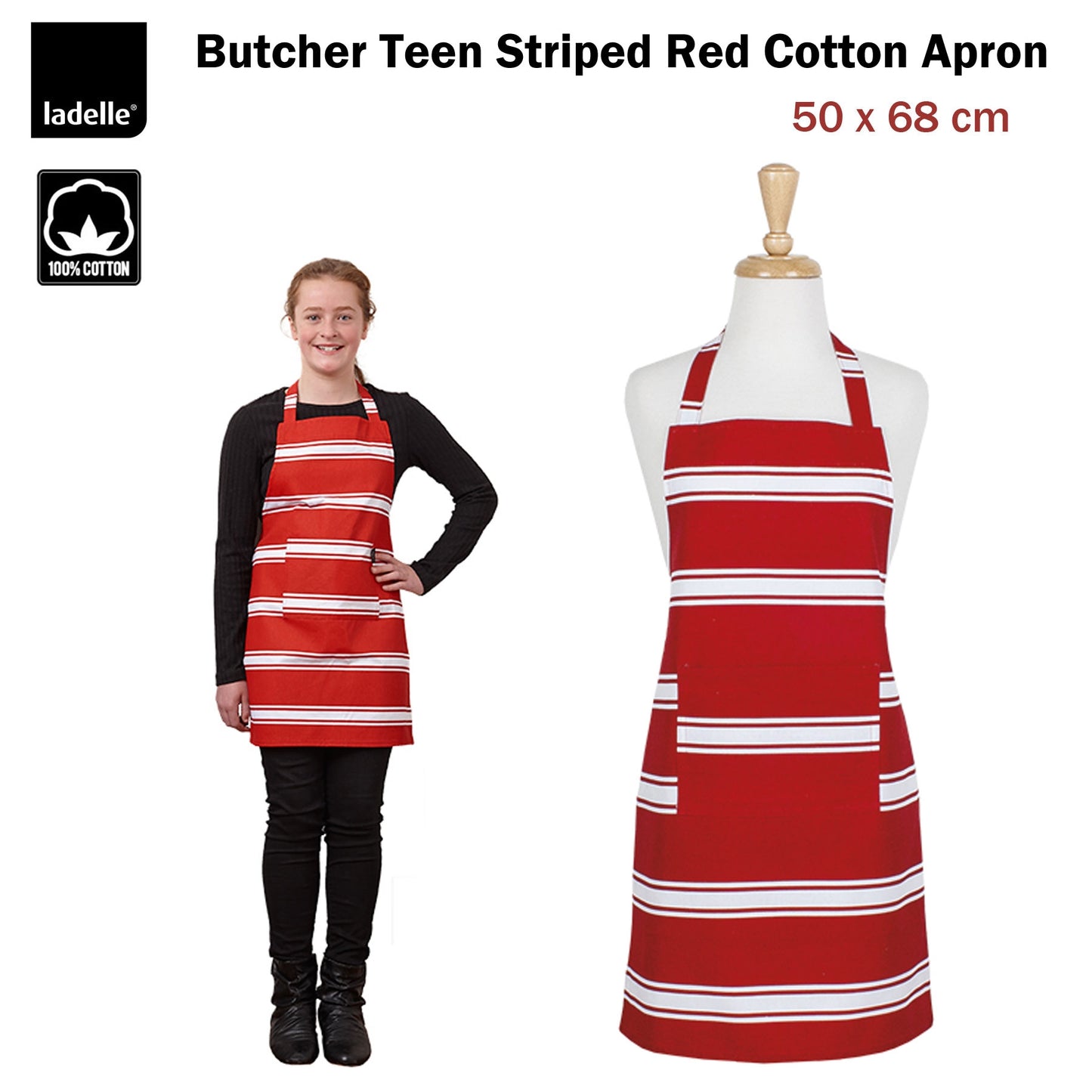 ladelle-butcher-cotton-teen-apron-red www.mallsonline.com.au