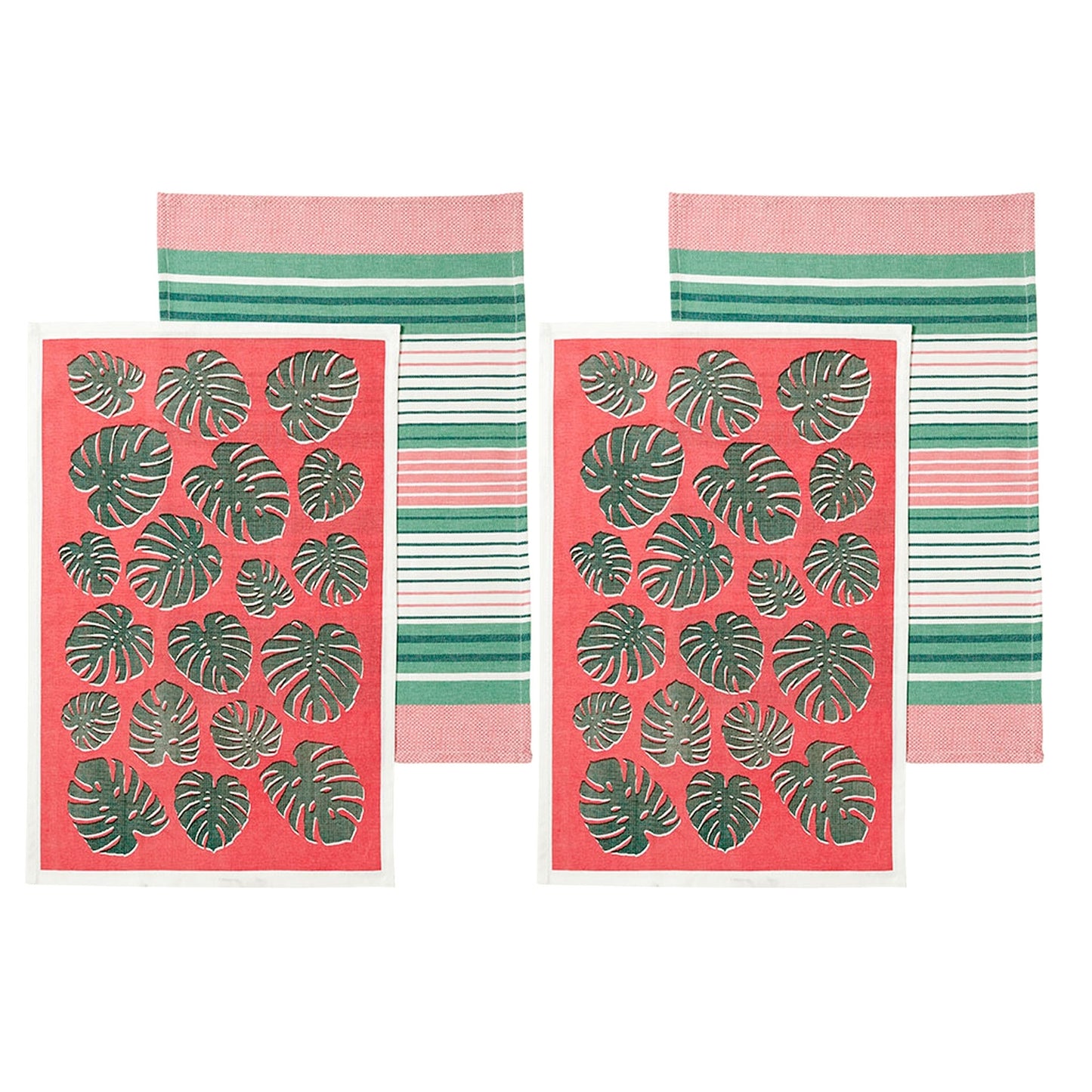 ladelle-set-of-4-bahamas-kitchen-cleaning-100-cotton-tea-towels-coral www.mallsonline.com.au
