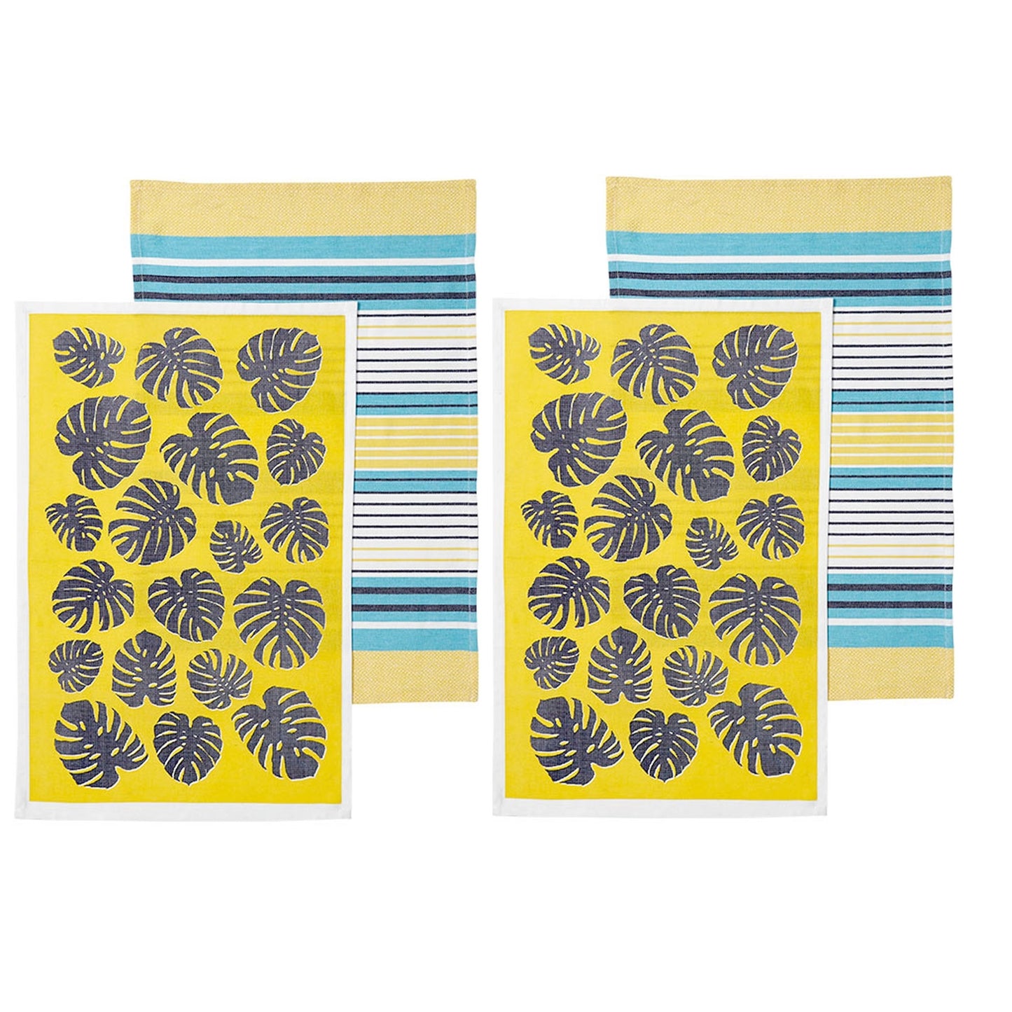 ladelle-set-of-4-bahamas-kitchen-cleaning-100-cotton-tea-towels-yellow www.mallsonline.com.au