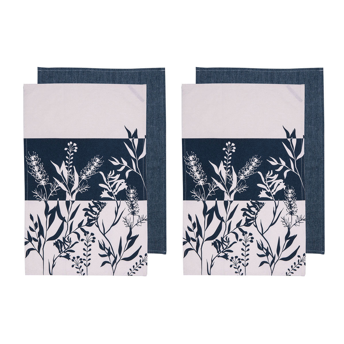 ladelle-set-of-4-homespun-flower-cotton-kitchen-tea-towels-50-x-70-cm-denim www.mallsonline.com.au