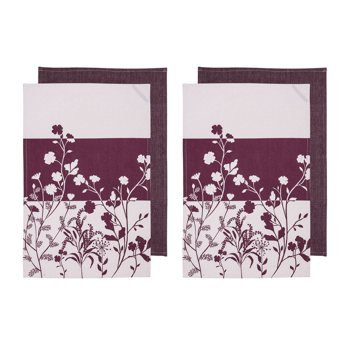 ladelle-set-of-4-homespun-flower-cotton-kitchen-tea-towels-50-x-70-cm-mulberry www.mallsonline.com.au