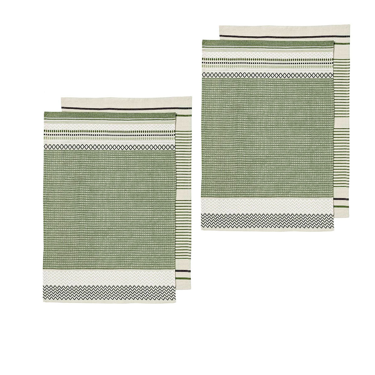ladelle-intrinsic-set-of-4-cotton-kitchen-towels-bold-green www.mallsonline.com.au