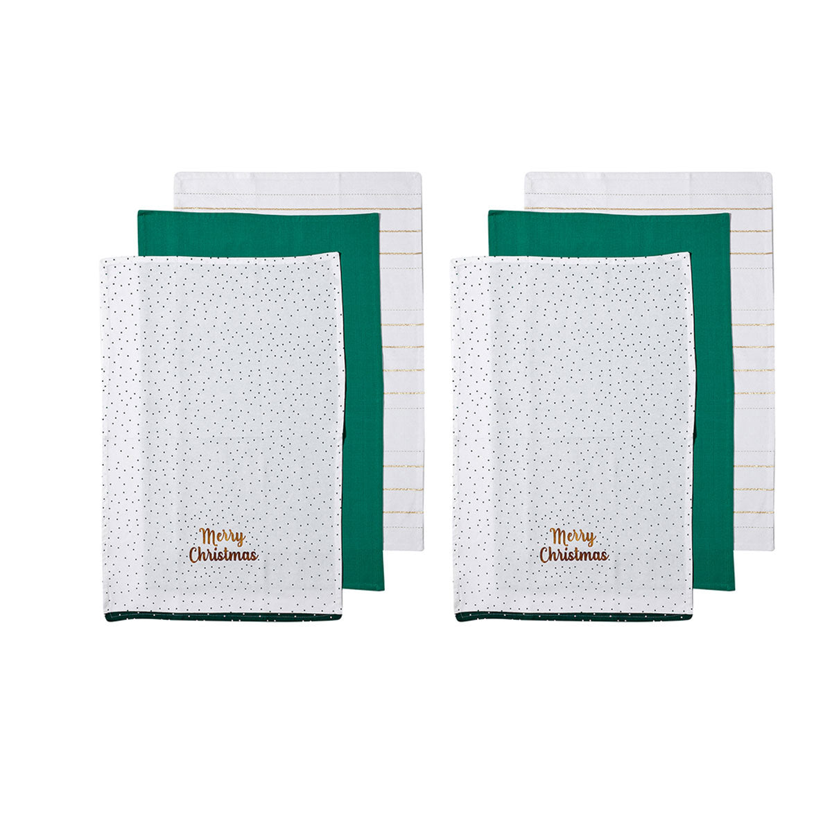 ladelle-joyful-merry-christmas-set-of-6-cotton-kitchen-towels-green www.mallsonline.com.au