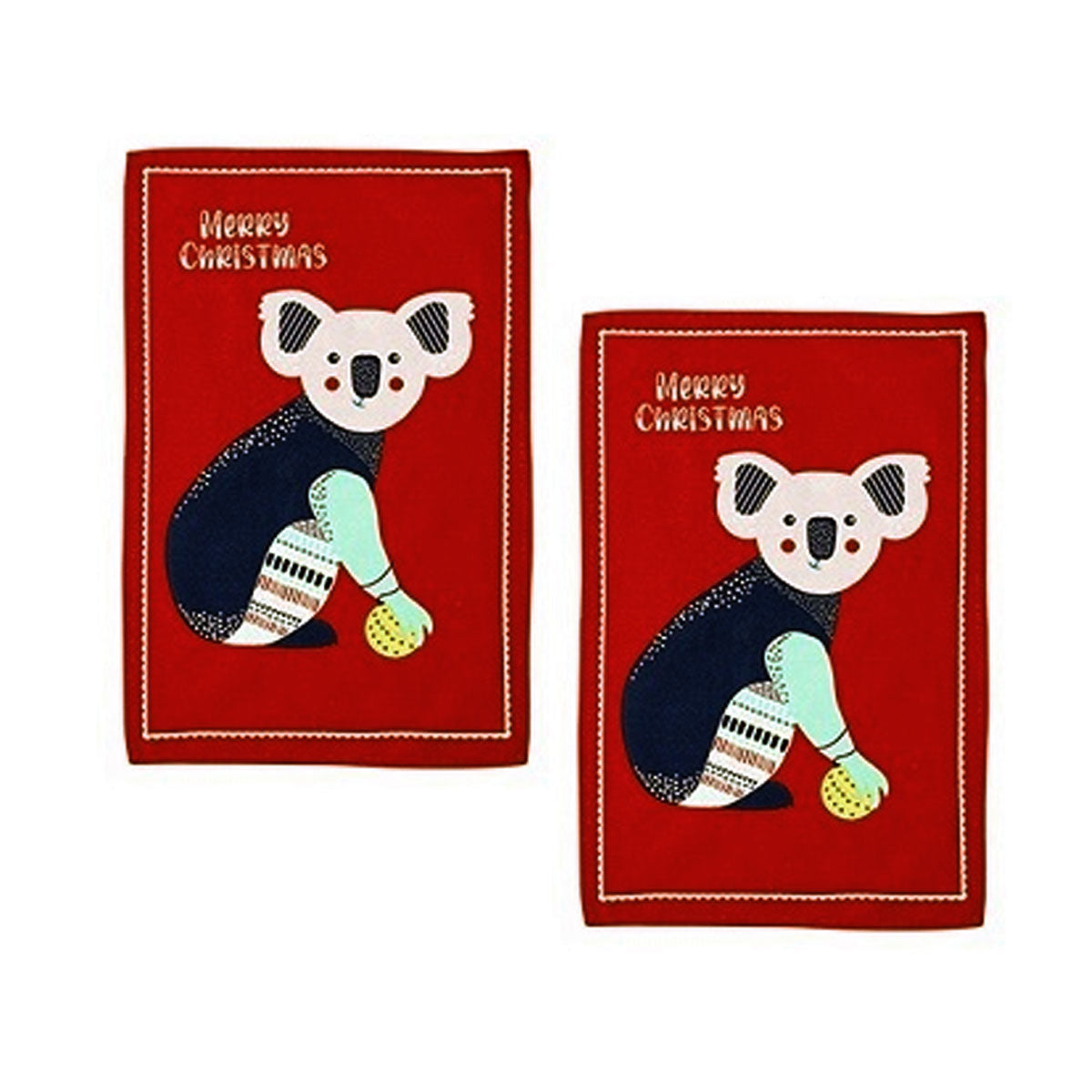 ladelle-australiana-animal-drawing-set-of-2-cotton-kitchen-towels-koala www.mallsonline.com.au