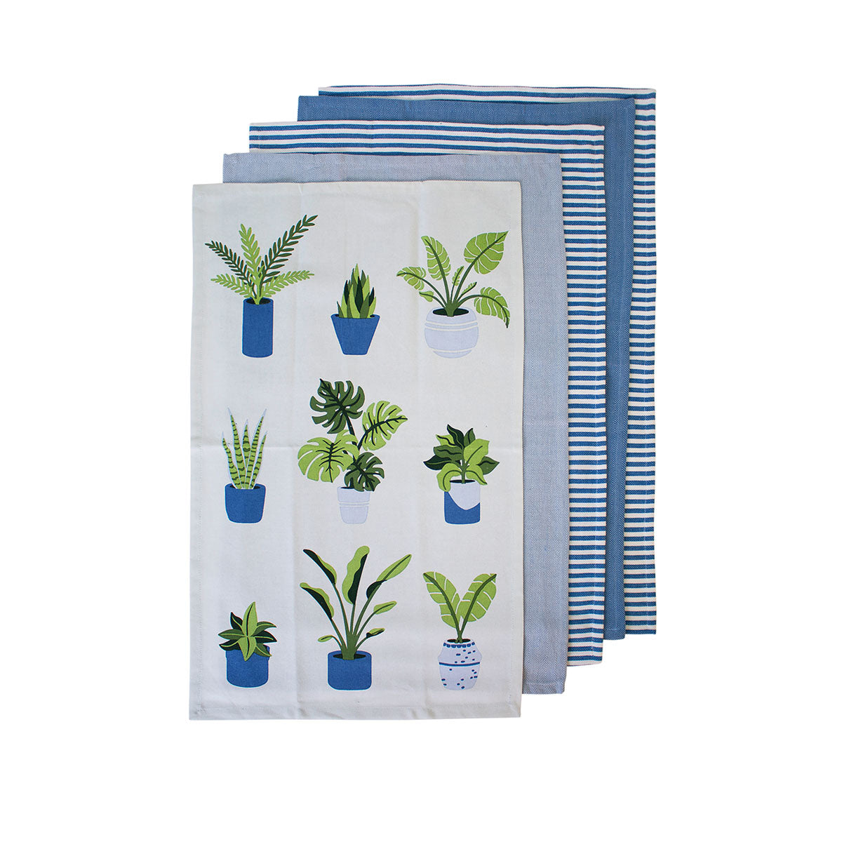 ladelle-set-of-5-plant-life-cotton-kitchen-tea-towels-50-x-70-cm-blue www.mallsonline.com.au