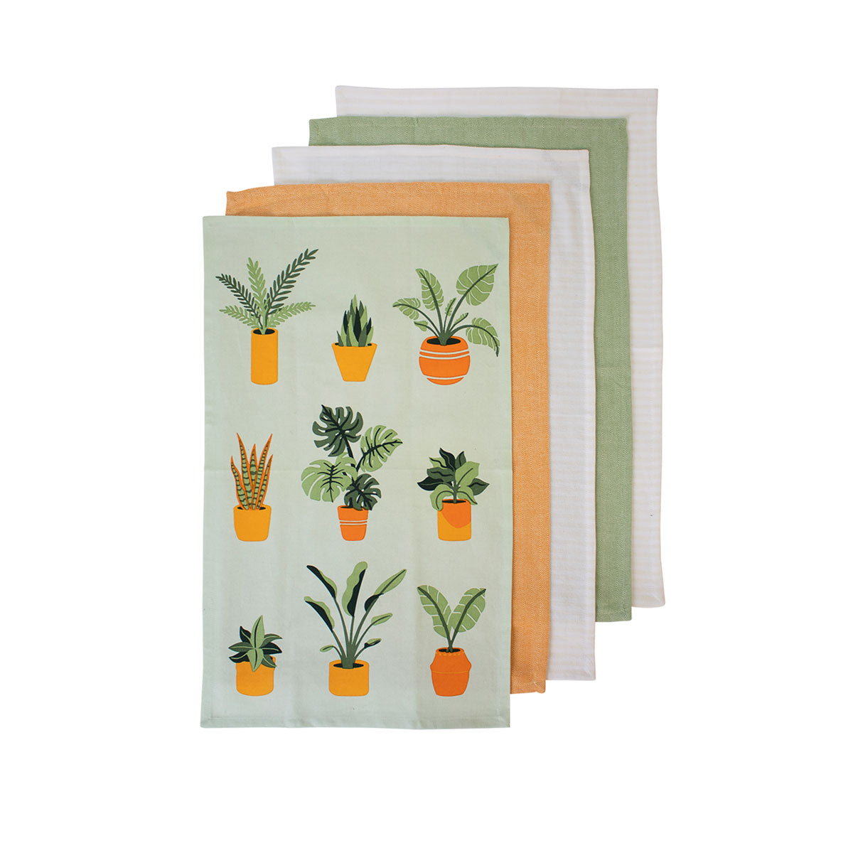 ladelle-set-of-5-plant-life-cotton-kitchen-tea-towels-50-x-70-cm-green www.mallsonline.com.au