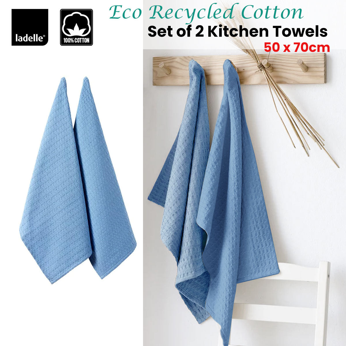 ladelle-eco-recycled-cotton-set-of-2-cotton-kitchen-towels-blue-50-x-70-cm www.mallsonline.com.au