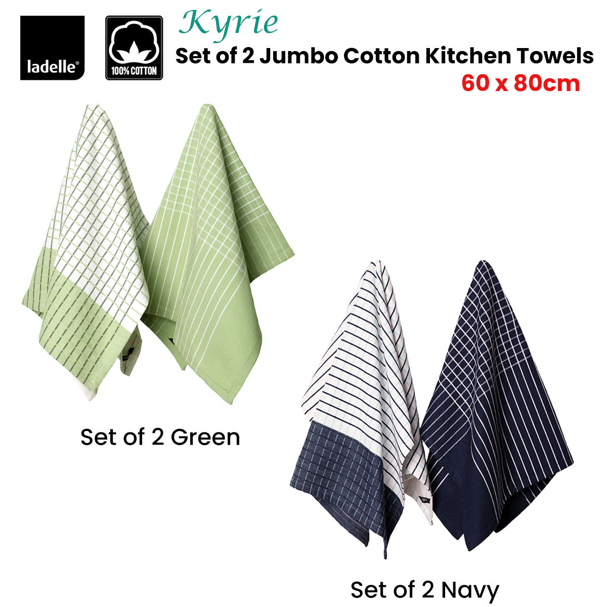 ladelle-kyrie-cotton-set-of-2-jumbo-kitchen-towels-60-x-80-cm-green www.mallsonline.com.au
