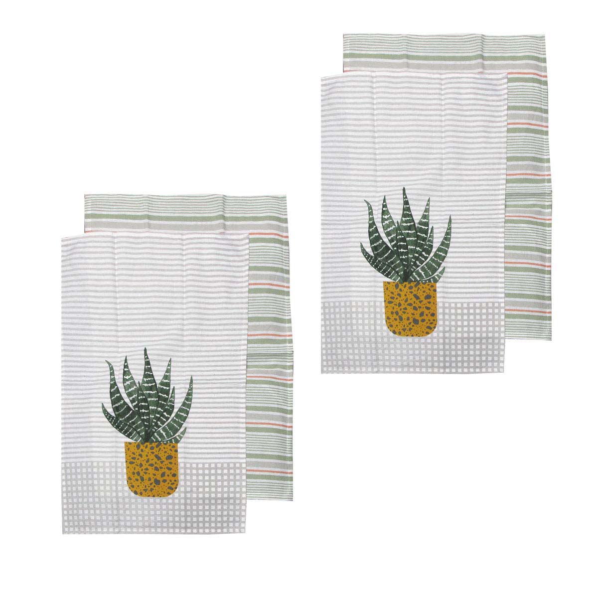 ladelle-revive-plants-set-of-4-cotton-kitchen-towels-yellow-pot www.mallsonline.com.au