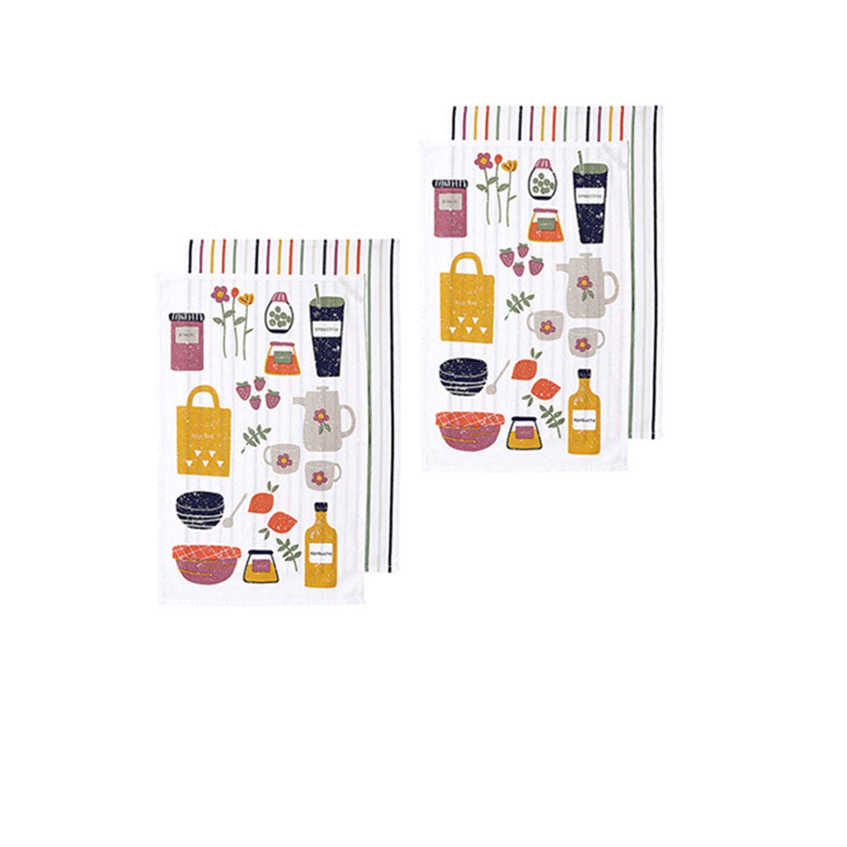 ladelle-sunday-market-set-of-4-cotton-kitchen-towels-yellow-multi www.mallsonline.com.au