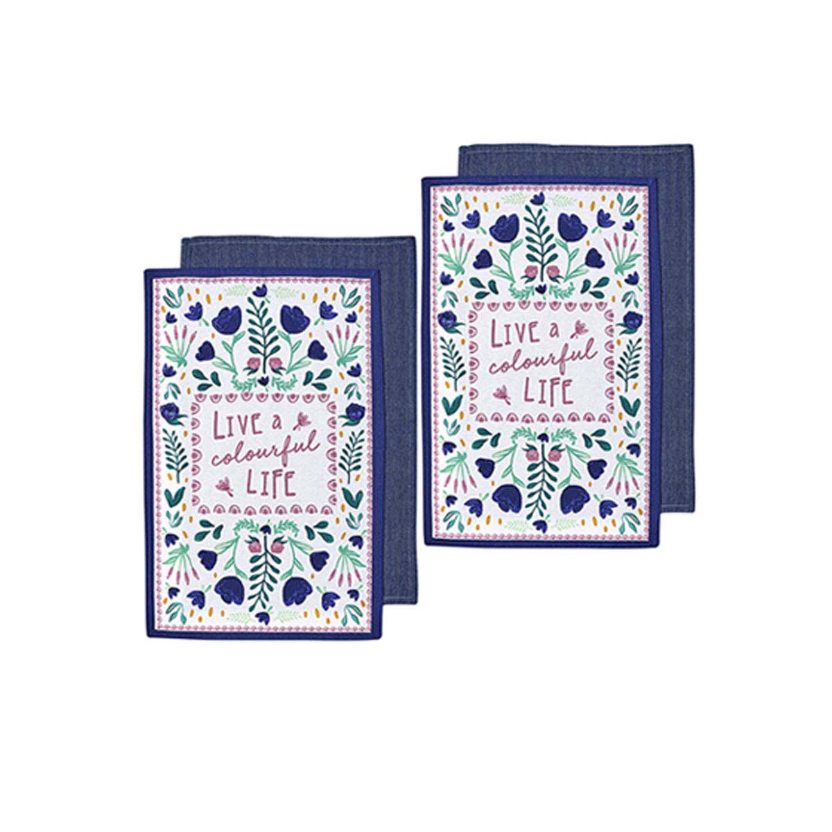 ladelle-villa-set-of-4-cotton-kitchen-towels-blue www.mallsonline.com.au