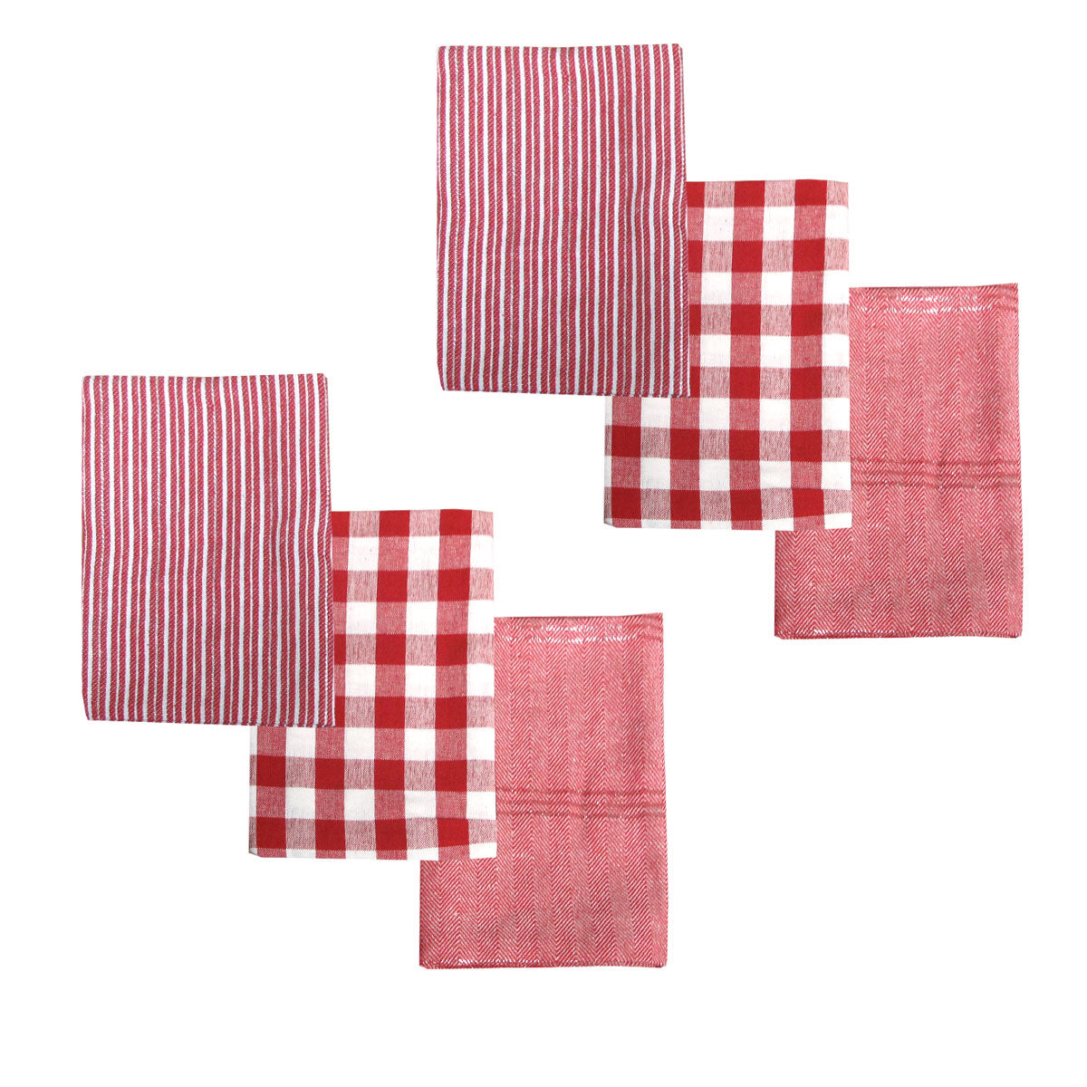 ladelle-brick-set-of-6-cotton-kitchen-towels-red-design-7 www.mallsonline.com.au
