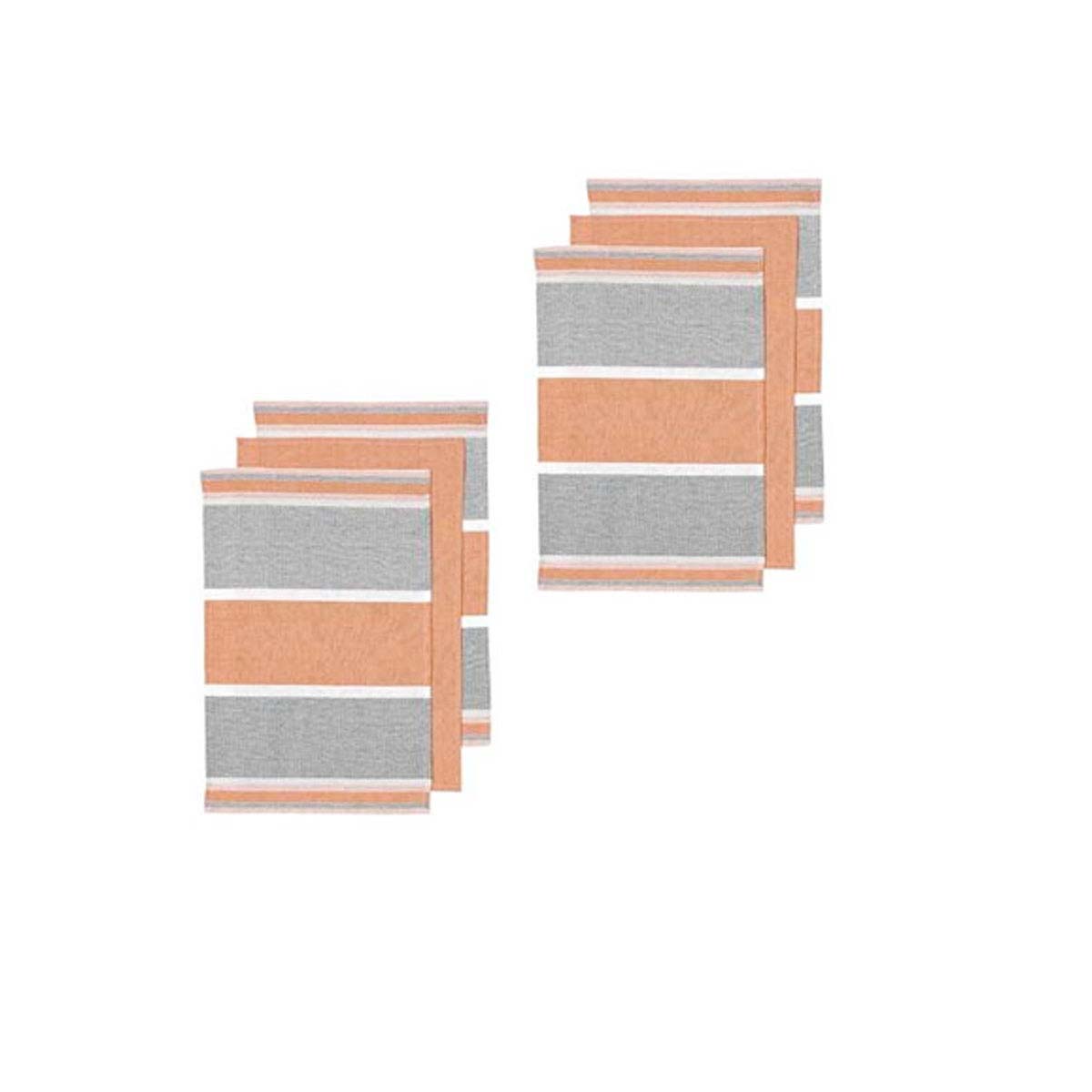 ladelle-revive-block-woven-set-of-6-cotton-kitchen-towels-coral www.mallsonline.com.au