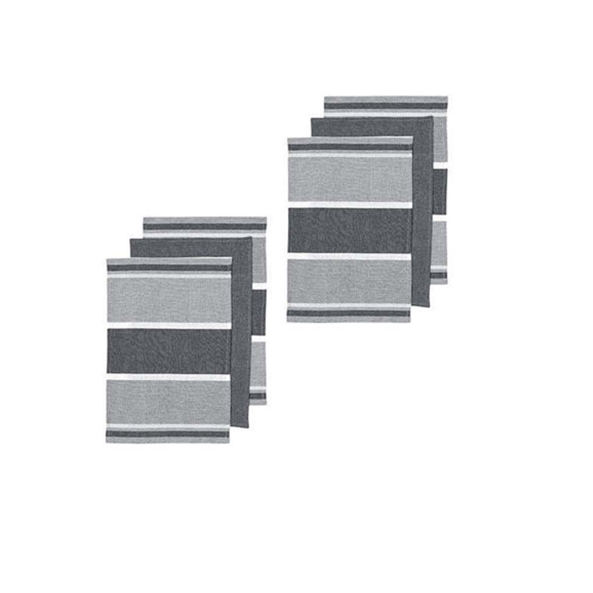 ladelle-revive-block-woven-set-of-6-cotton-kitchen-towels-grey www.mallsonline.com.au