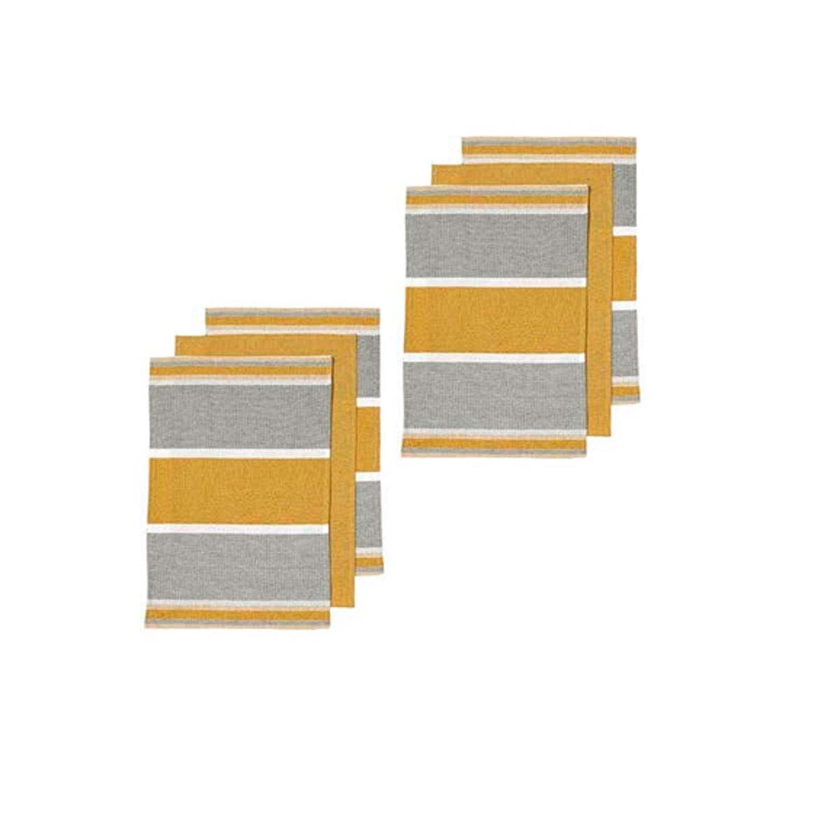 ladelle-revive-block-woven-set-of-6-cotton-kitchen-towels-yellow www.mallsonline.com.au