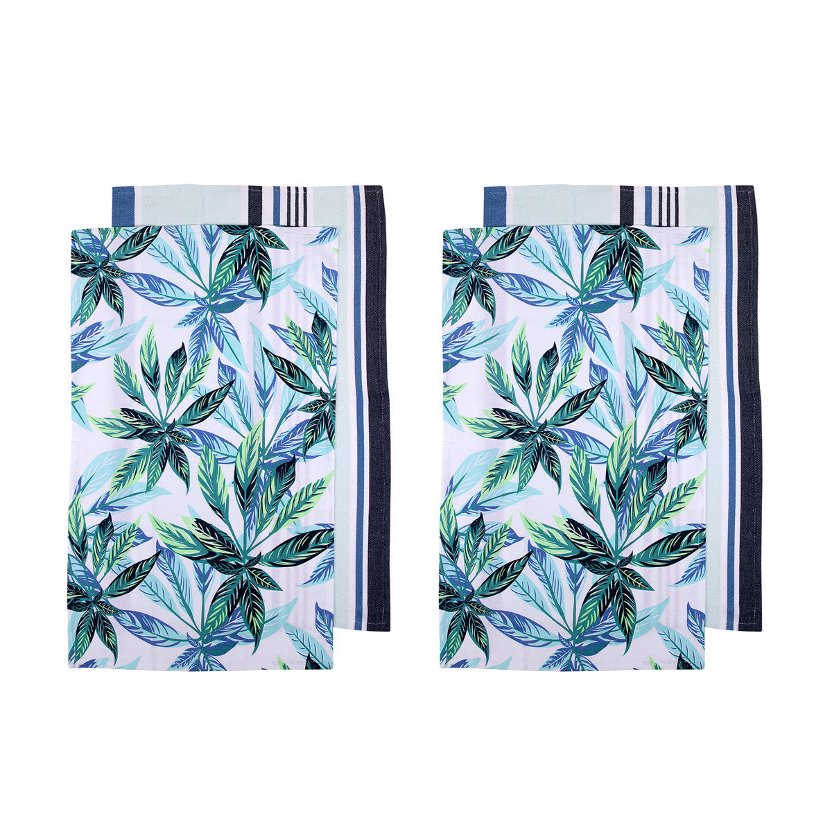 ladelle-set-of-4-zest-leaves-green-cotton-kitchen-tea-towels-50-x-70-cm www.mallsonline.com.au