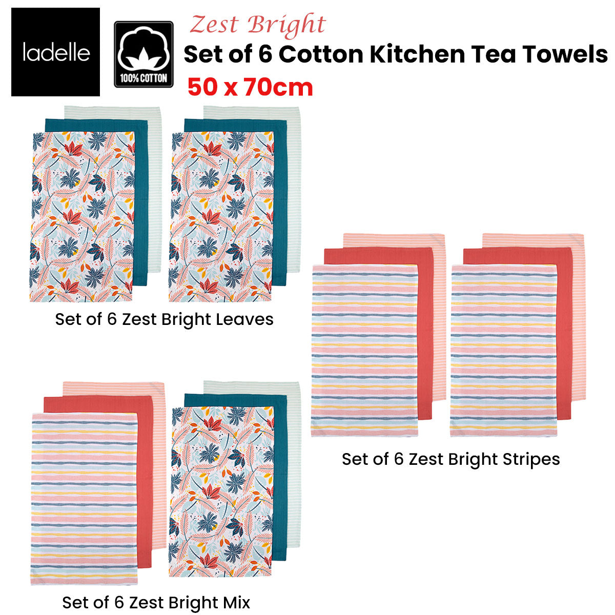 ladelle-set-of-6-zest-bright-cotton-kitchen-tea-towels-50-x-70-cm-stripes www.mallsonline.com.au