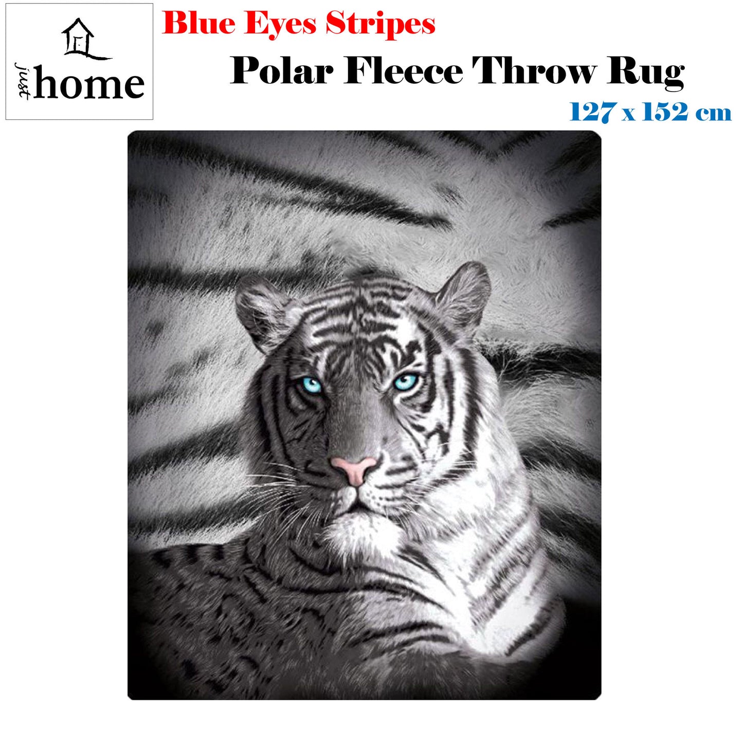 just-home-blue-eyes-stripes-tiger-polar-fleece-throw-rug at www.mallsonline.com.au