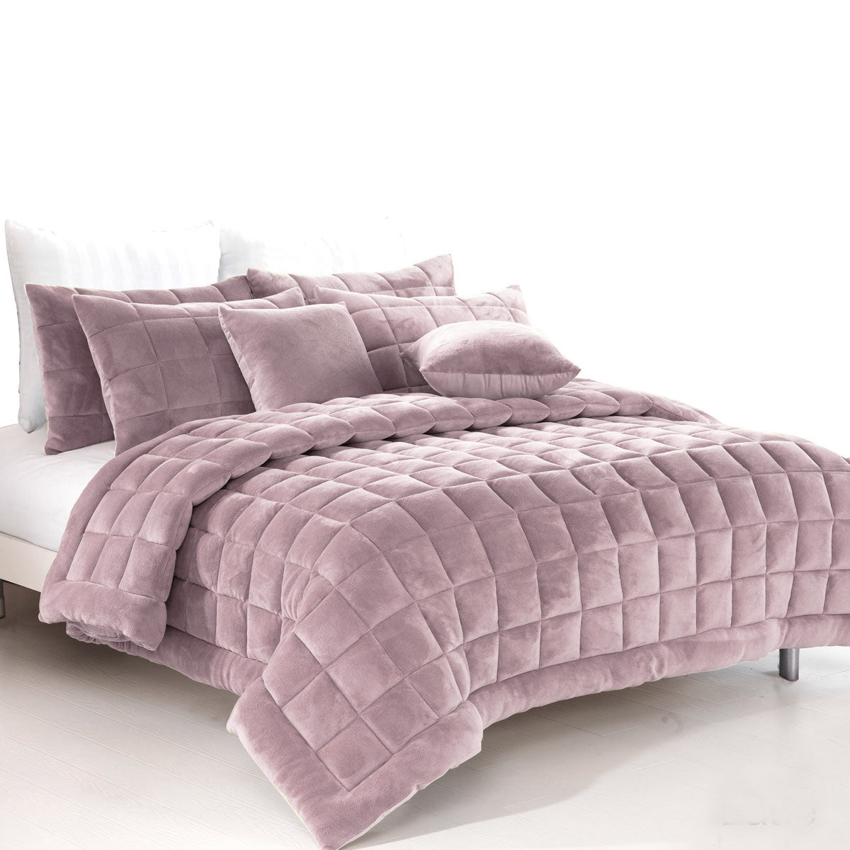 alastairs-augusta-faux-mink-quilt-comforter-set-blush-super-king at www.mallsonline.com.au