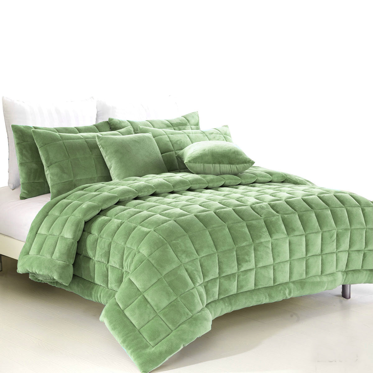 alastairs-augusta-faux-mink-quilt-comforter-set-sage-king at www.mallsonline.com.au