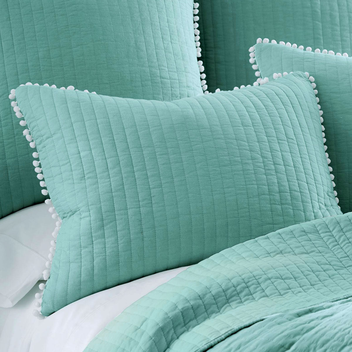 jenny-mclean-clavo-pompom-blue-3-piece-100-cotton-coverlet-set-queen at www.mallsonline.com.au