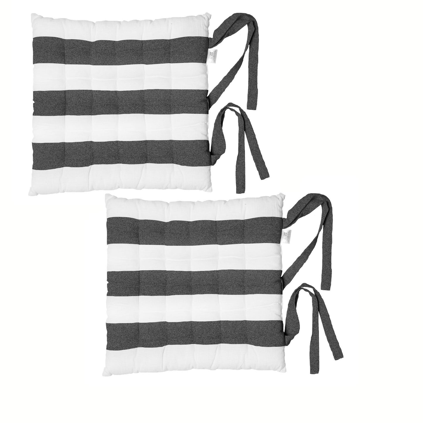rans-set-of-2-alfresco-cotton-chair-pads-40x40-cm-striped-black-charcoal www.mallsonline.com.au