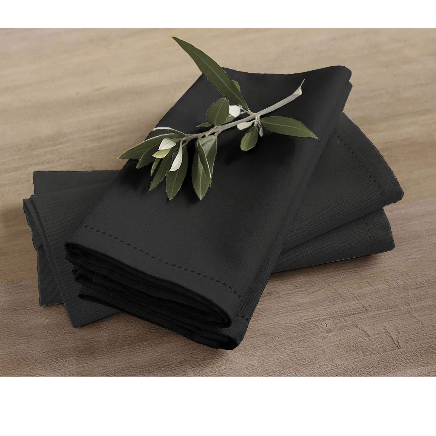 rans-set-of-4-cotton-hemstitch-napkins-black www.mallsonline.com.au