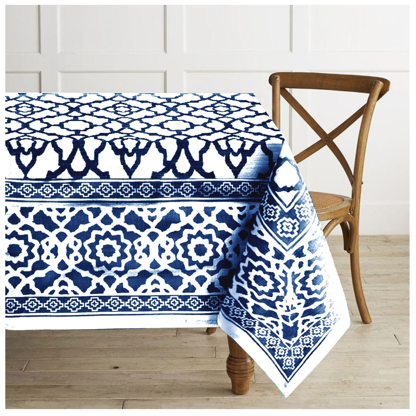 rans-pure-cotton-vintage-tablecloth-indigo-180-cm-round www.mallsonline.com.au