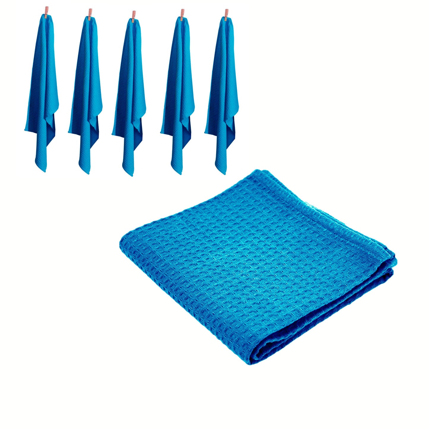 rans-set-of-6-cotton-waffle-tea-towels-50x70-cm-aqua www.mallsonline.com.au