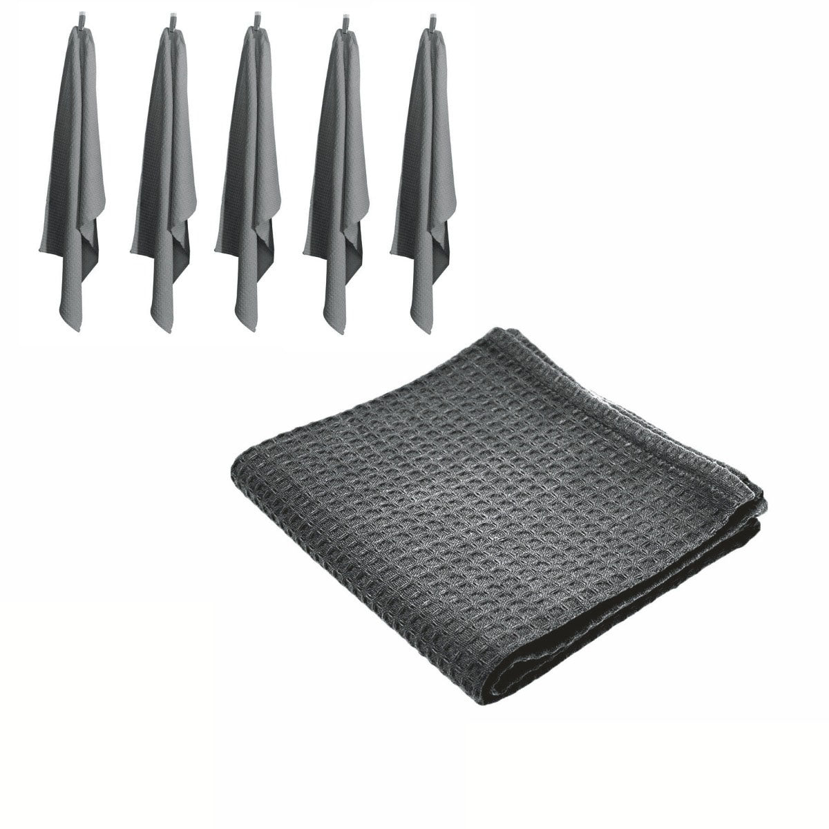rans-set-of-6-cotton-waffle-tea-towels-50x70-cm-charcoal www.mallsonline.com.au