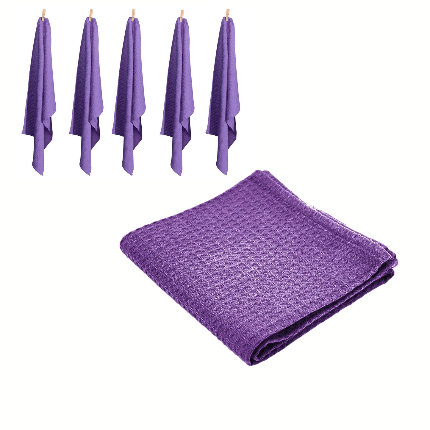 rans-set-of-6-cotton-waffle-tea-towels-50x70-cm-lilac-purple www.mallsonline.com.au