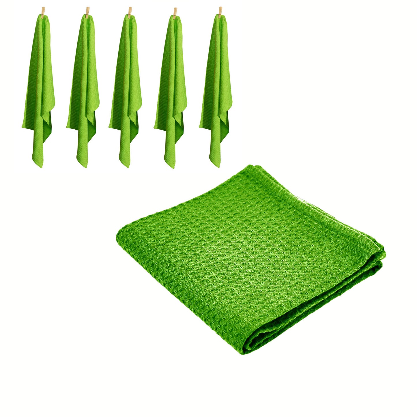 rans-set-of-6-cotton-waffle-tea-towels-50x70-cm-lime-green www.mallsonline.com.au
