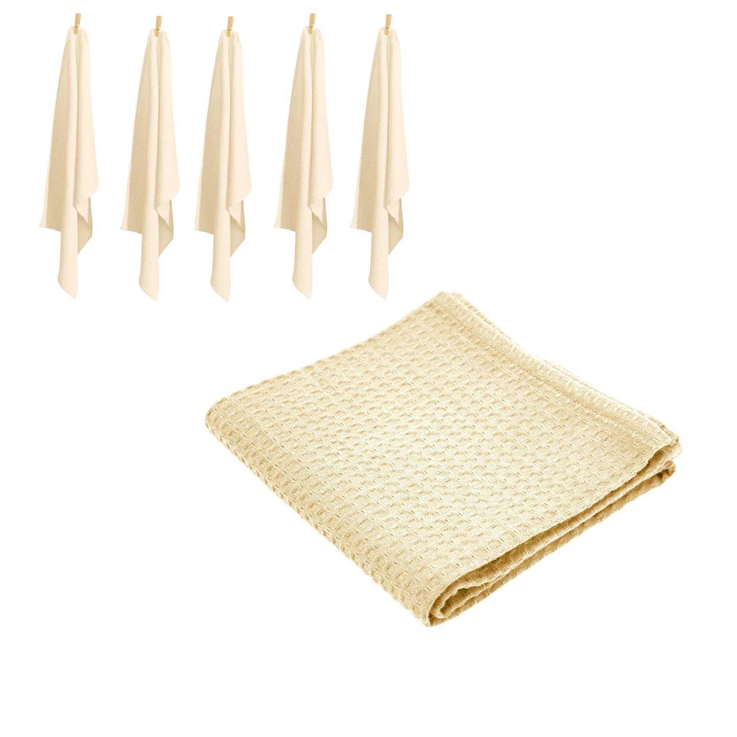 rans-set-of-6-cotton-waffle-tea-towels-50x70-cm-natural www.mallsonline.com.au