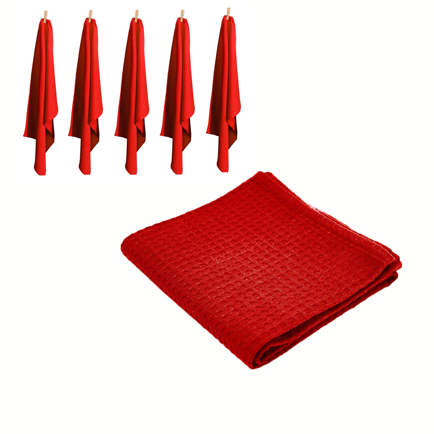 rans-set-of-6-cotton-waffle-tea-towels-50x70-cm-red www.mallsonline.com.au