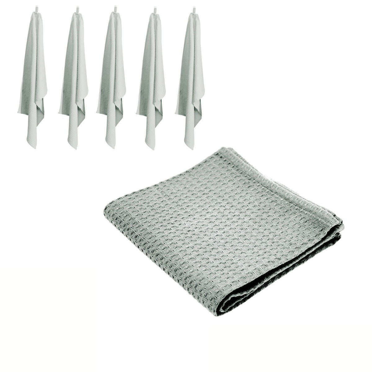 rans-set-of-6-cotton-waffle-tea-towels-50x70-cm-silver-grey www.mallsonline.com.au