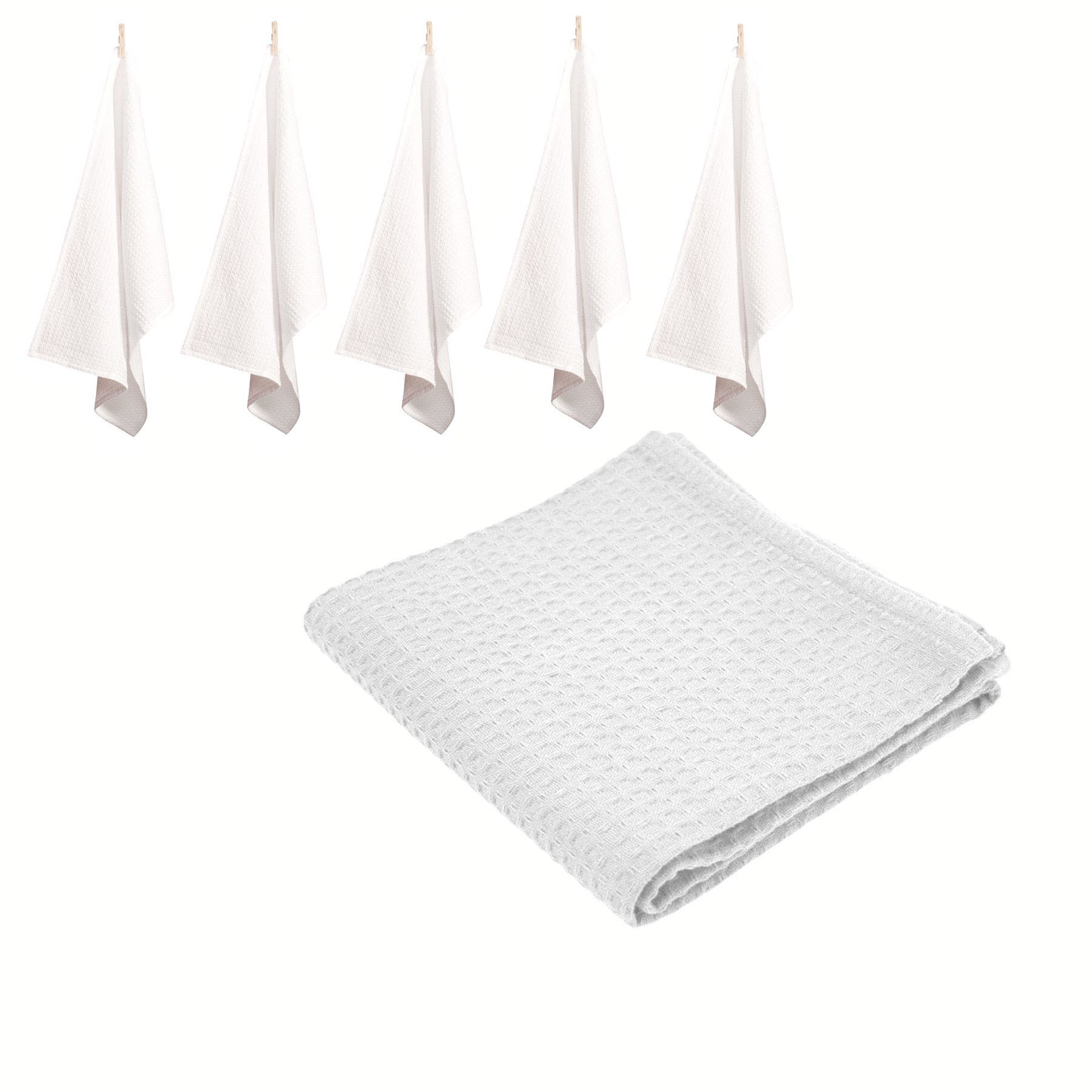 rans-set-of-6-cotton-waffle-tea-towels-50x70-cm-white www.mallsonline.com.au