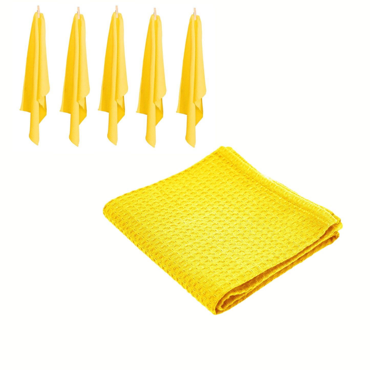 rans-set-of-6-cotton-waffle-tea-towels-50x70-cm-yellow www.mallsonline.com.au