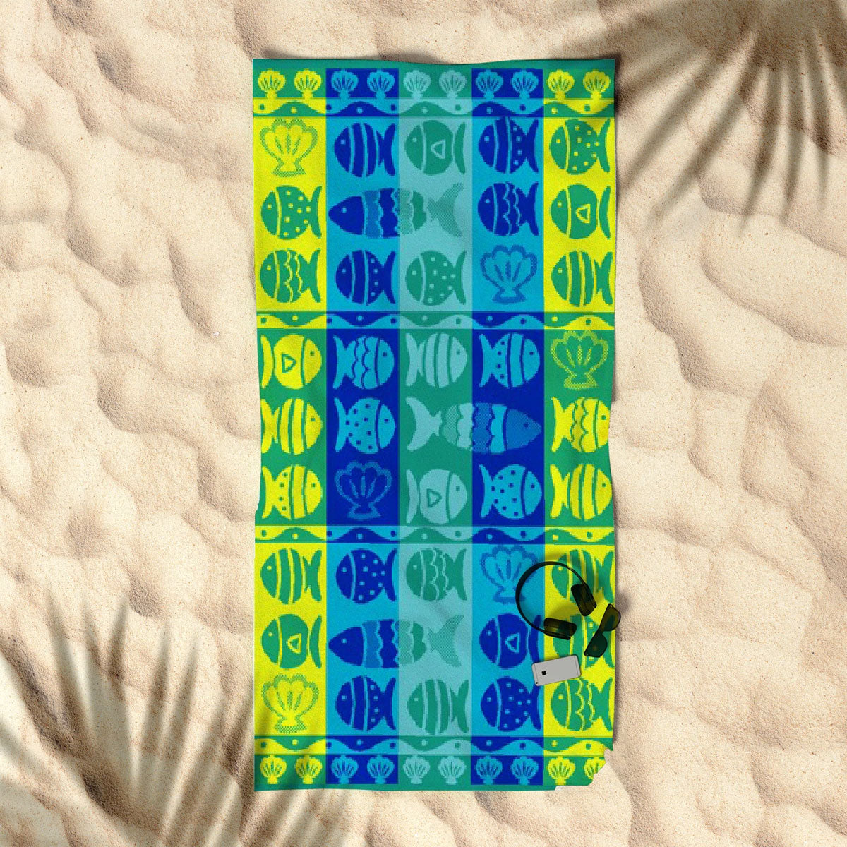 rans-premium-cotton-jacquard-beach-towel-fish-shell-blue at www.mallsonline.com.au