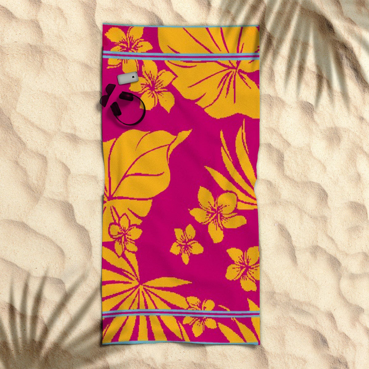 rans-premium-cotton-jacquard-beach-towel-floral-hawaii-007-pink at www.mallsonline.com.au