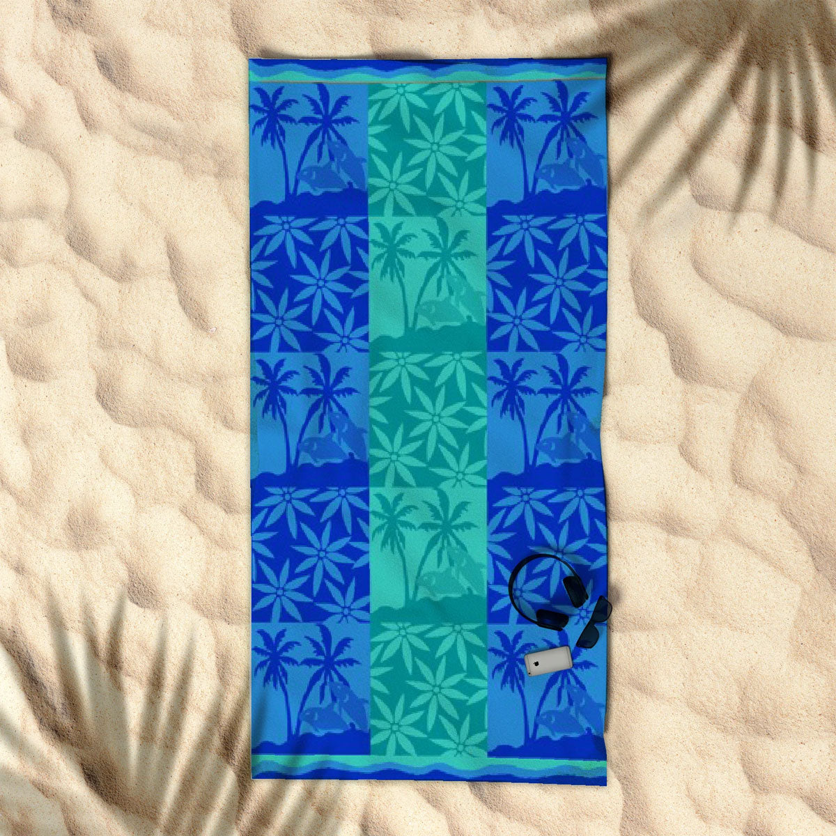 rans-premium-cotton-jacquard-beach-towel-palm-tree-blue at www.mallsonline.com.au