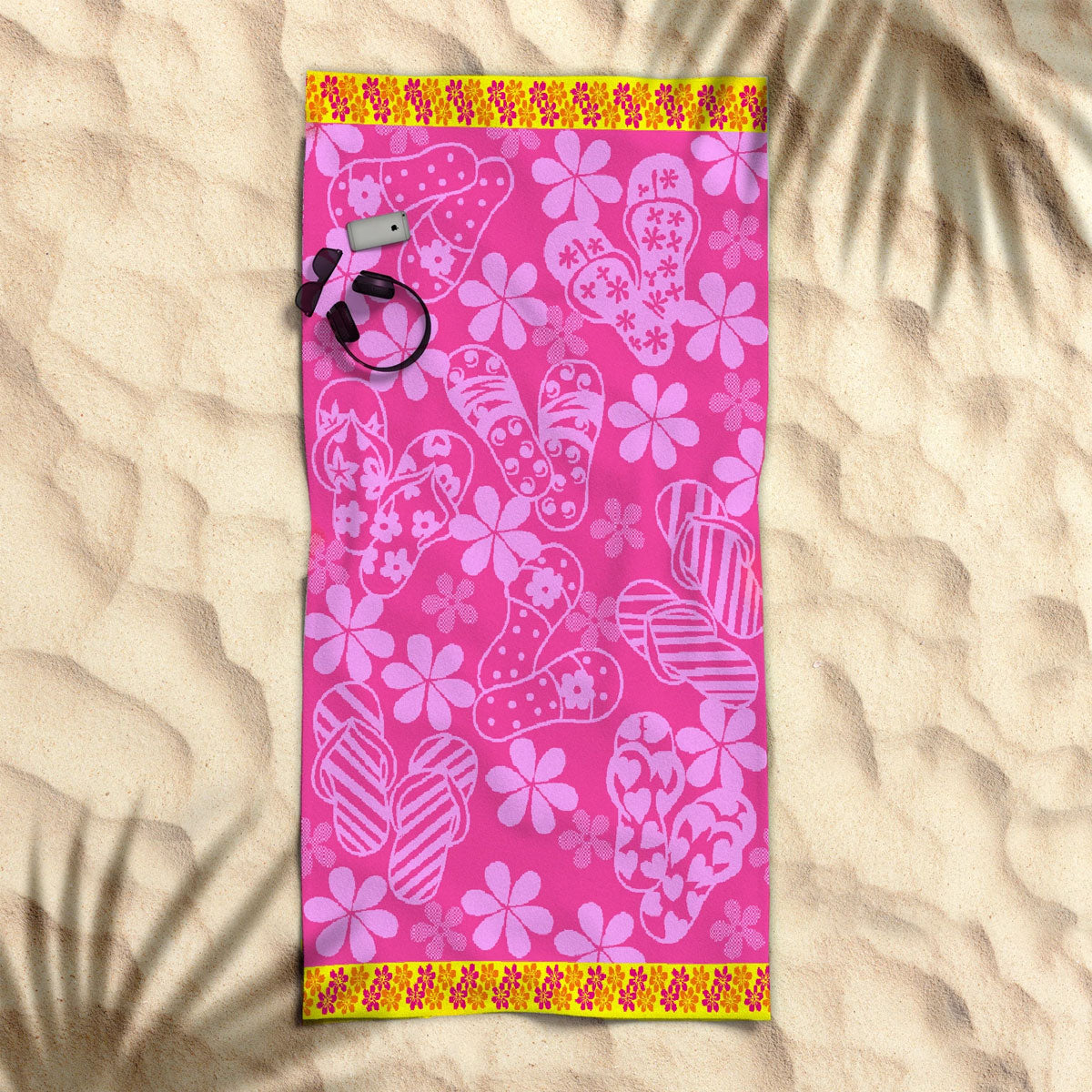 rans-premium-cotton-jacquard-beach-towel-thongs-pink at www.mallsonline.com.au