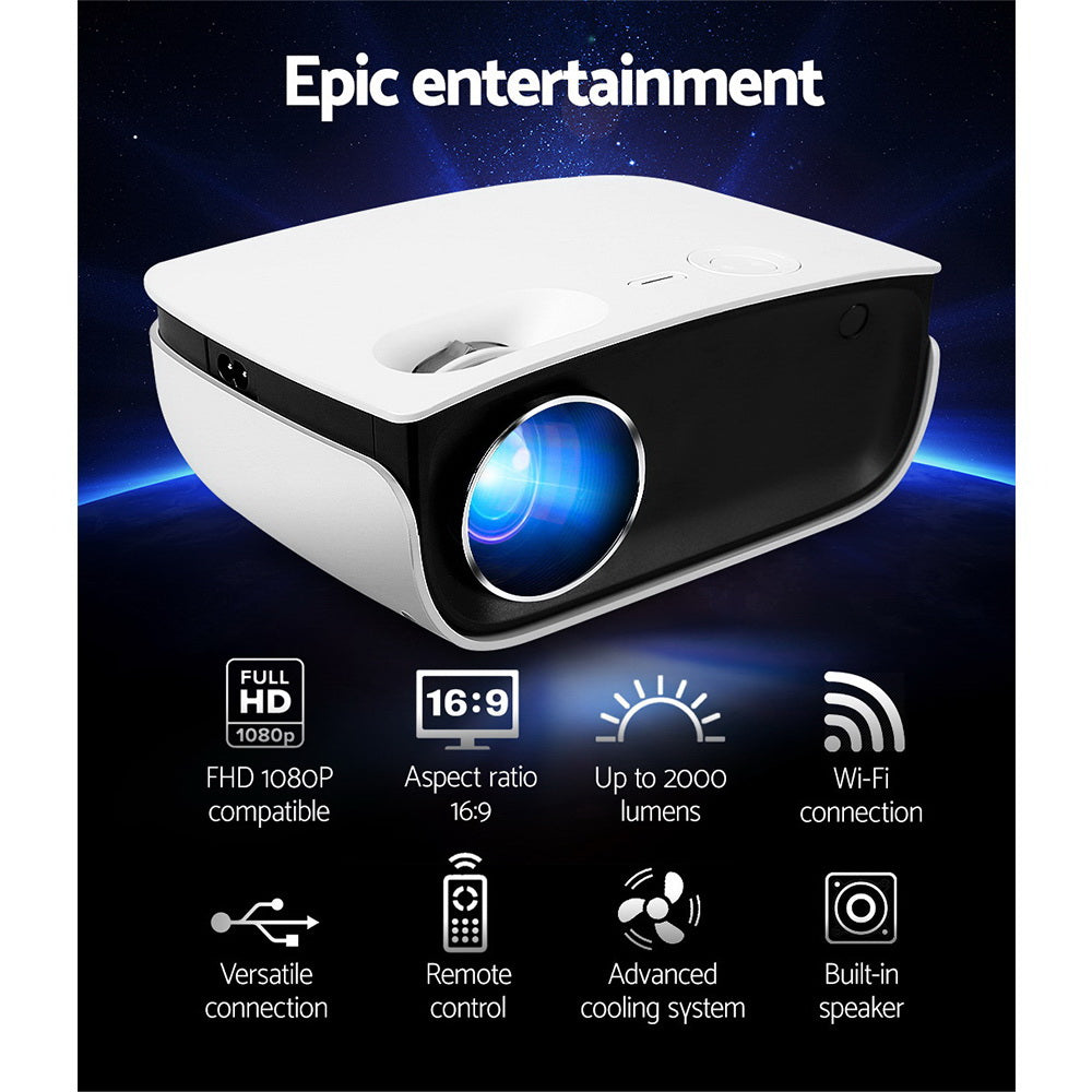 devanti-mini-video-projector-wifi-usb-hdmi-portable-2000-lumens-hd-1080p-home-theater-white at www.mallsonline.com.au