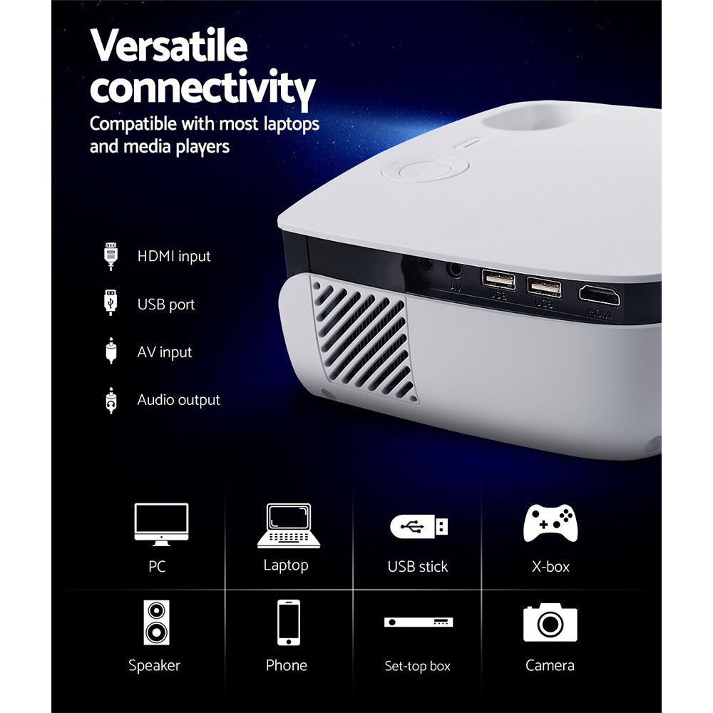devanti-mini-video-projector-wifi-usb-hdmi-portable-2000-lumens-hd-1080p-home-theater-white at www.mallsonline.com.au