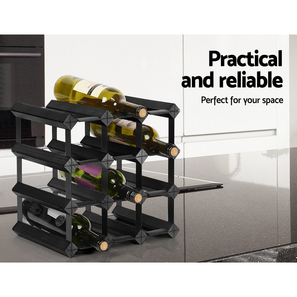 artiss-12-bottle-timber-wine-rack-wooden-storage-wall-racks-holders-cellar-black www.mallsonline.com.au