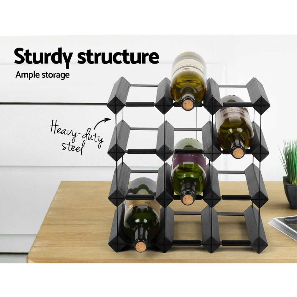 artiss-12-bottle-timber-wine-rack-wooden-storage-wall-racks-holders-cellar-black www.mallsonline.com.au