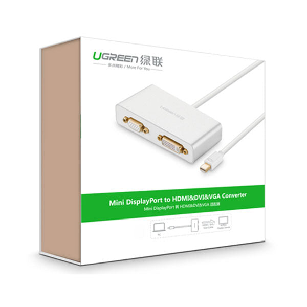 ugreen-3-in-1-mini-displayport-to-hdmi-vga-dvi-converter-white-10438 at www.mallsonline.com.au