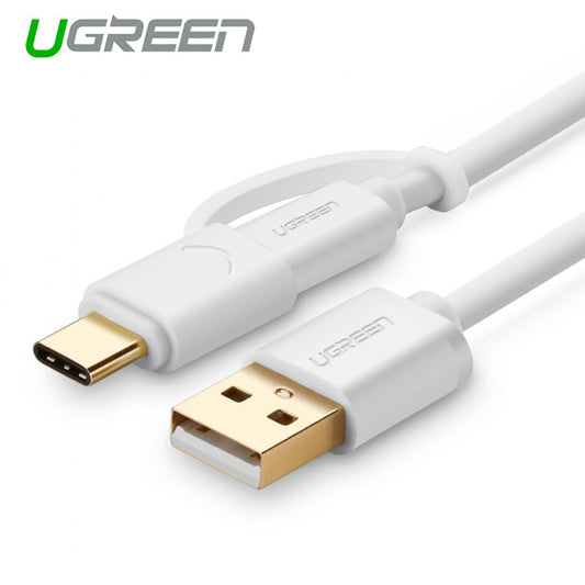 ugreen-usb-2-0-to-type-c-micro-usb-cable-white-1m-30171 at www.mallsonline.com.au