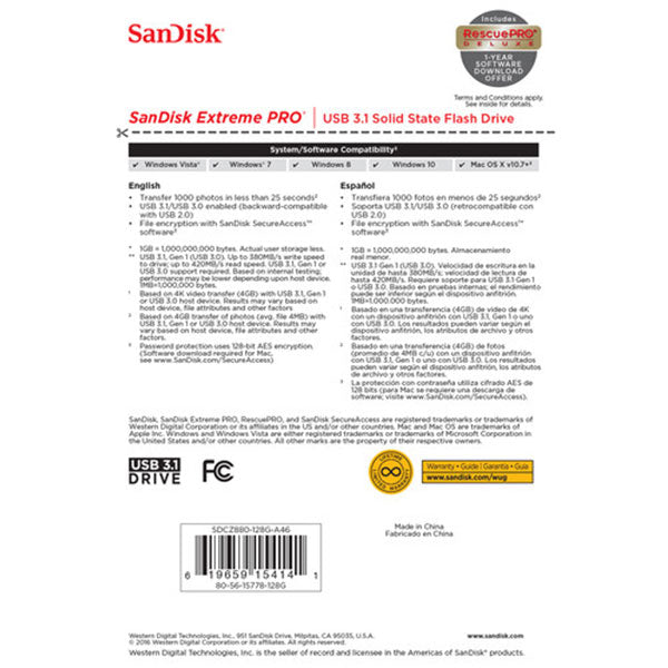 sandisk-128gb-extreme-pro-usb-3-2-solid-state-flash-drive-sdcz880-128g www.mallsonline.com.au