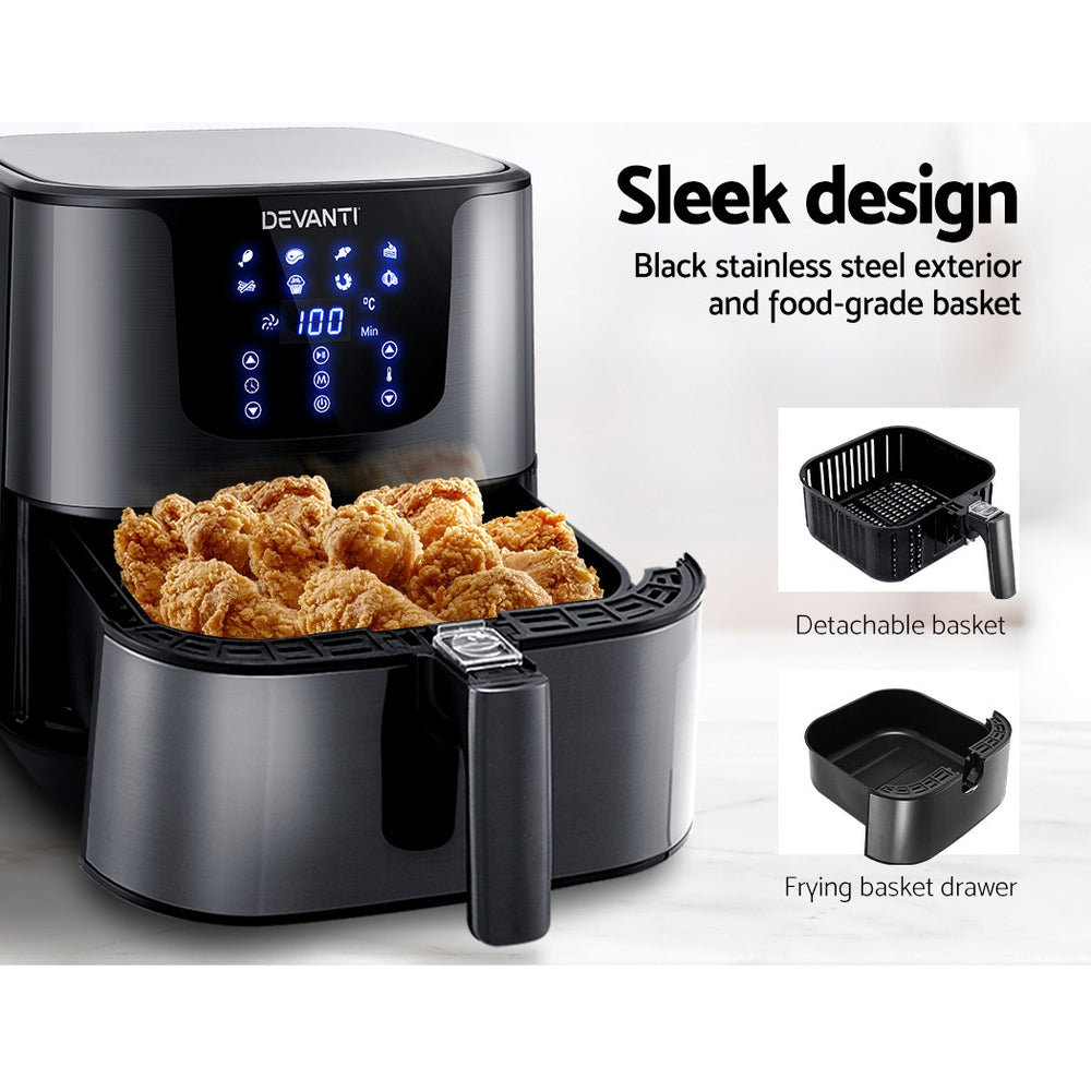 devanti-air-fryer-7l-lcd-fryers-oven-airfryer-kitchen-healthy-cooker-stainless-steel at www.mallsonline.com.au